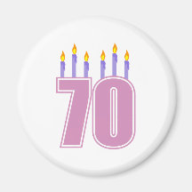 70 Birthday Candles (Pink / Purple) Refrigerator Magnets