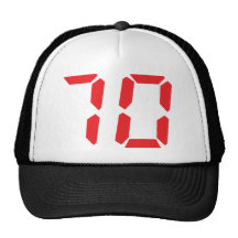 70 seventy red alarm clock digital number hat