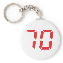 70 seventy red alarm clock digital number keychain