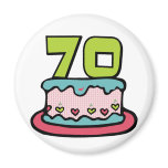 70 Year Old Birthday Cake Refrigerator Magnets