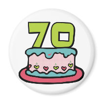 70 Year Old Birthday Cake Refrigerator Magnets