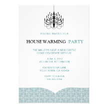70ies Pattern Chandelier Housewarming Invitations
