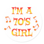 70s Girl Round Stickers