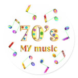 70s Music Lover Round Stickers