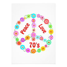 70s Peace Love Personalised Invites