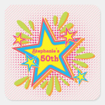 70s Theme Groovy Flower Power 50th Birthday Party Square Sticker
