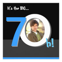 70th Big 7Oh! Photo Template Birthday Party Invitations