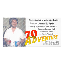 70th Birthday Adventure Party Photo Invitation Personalized Photo Card
