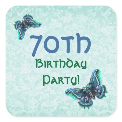 70th Birthday Blue Vintage Butterflies Sticker by JaclinArt
