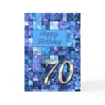 70th Birthday card with abstract squares.