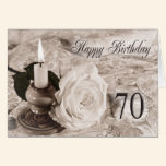70th Birthday card with an antique rose cards
