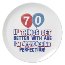 70th birthday designs party plate