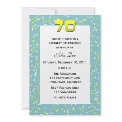 70th Birthday Invitation -- Confetti by henishouseofpaper