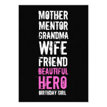 70th Birthday Invitation - Mum Beautiful Hero