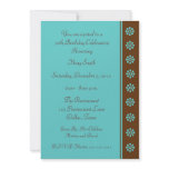 70th Birthday Party Invitation -- Aqua and Brown