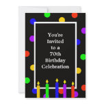 70th Birthday Party Invitation -- Colorful Candles