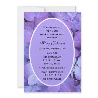 70th Birthday Party  Invitation -- Hydrangea by henishouseofpaper