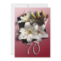 70th Birthday Party Invitation - white lilies