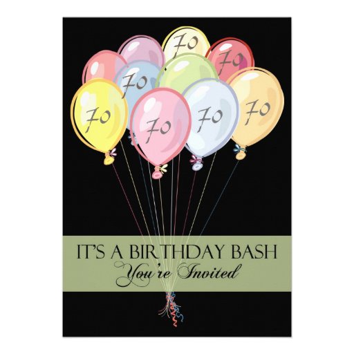 70th Birthday Party Personalised Invitation