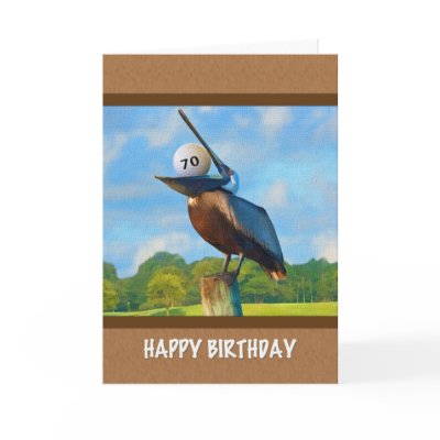 70th Birthday, Pelican with Golf Ball Card by GrandmaDee