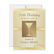 70th Birthday Surprise Party Invitations - Gold