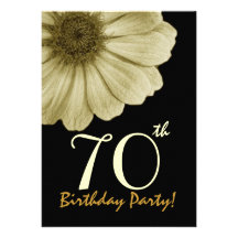 70th Birthday Template Gold and Cream Daisy Custom Announcements