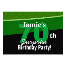 70th Surprise Birthday Green and Black G002 Invite