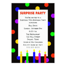 70th Surprise Birthday Party Invitation -- Dots