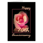 70th Wedding Anniversary Card with Pink Rosebud