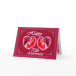 70th Wedding Anniversary Two Rose Hearts Greeting Cards