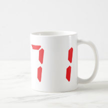 71 seventy-one red alarm clock digital number coffee mug