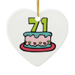 71 Year Old Birthday Cake Christmas Ornament