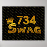 734 Area Code Swag Print
