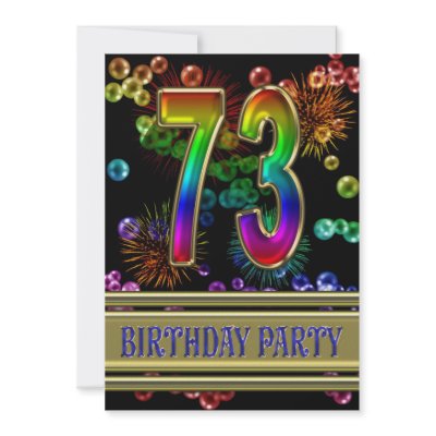 73rd Birthday party Invitation with bubbles by Eggznbeenz