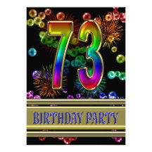 73rd Birthday party Invitation with bubbles