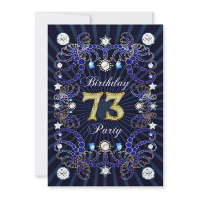 73rd birthday party invite with masses of jewels by Eggznbeenz
