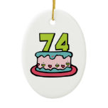74 Year Old Birthday Cake Christmas Tree Ornaments