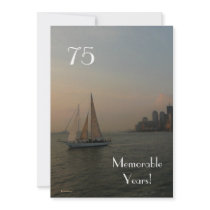 75 Memorable Years/Sailboat-Birthday Personalised Invites