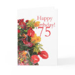 75 th birthday red yellow bouquet cards