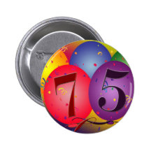 75th birthday balloons button