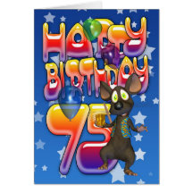 75th Birthday Card cute with little mouse