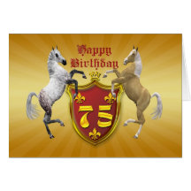 75th birthday card with a coat of arms