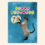 75th Birthday card with siamese cats cards