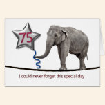 75th Birthday card with tightrope walking elephant cards