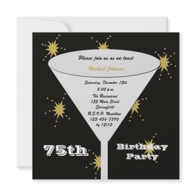 75th BIrthday Party Invitation -- Gold 75th Toast by henishouseofpaper