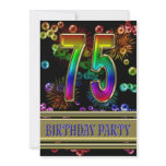 75th Birthday party Invitation with bubbles