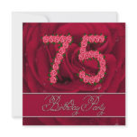 75th birthday party invitation with roses