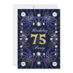 75th birthday party invite with masses of jewels