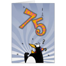 75th Birthday - Penguin Surprise Card