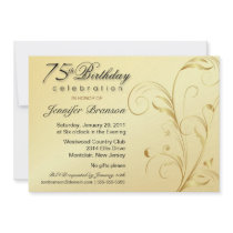 75th Birthday Surprise Party - Elegant Gold Floral